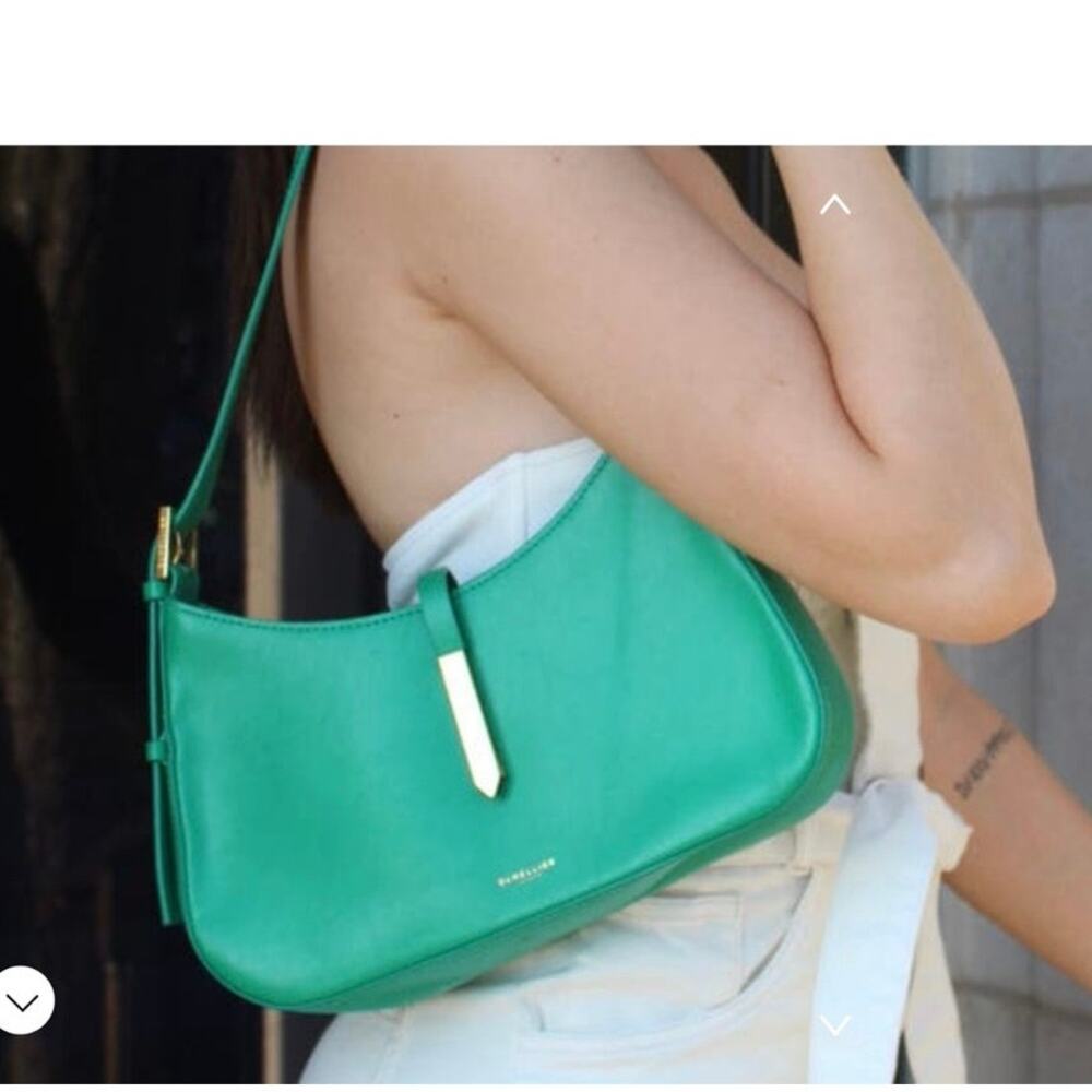 DEMELLIER Green Leather Shoulder Tokyo Good Clasp Hobo Bag FLAWED